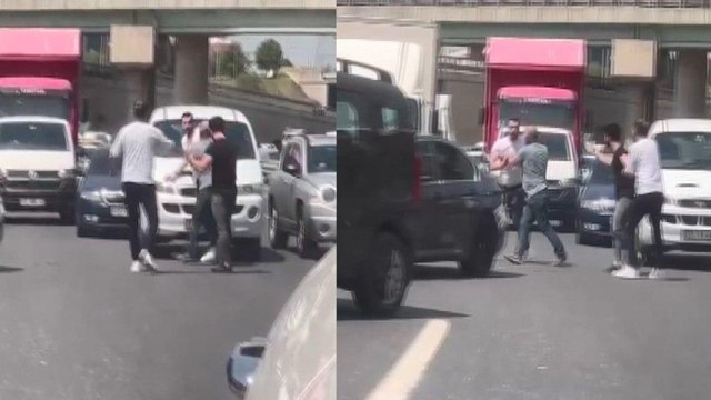 Küçükçekmece'de sürücülerin yol verme kavgası
