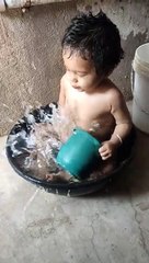 Cute boy Tanmay Taking bath in this summer
