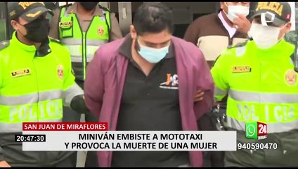 Download Video: SJM: Pasajera de mototaxi muere tras ser impactada por una minivan que huía de la PNP