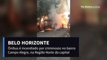 Ônibus é incendiado por criminosos no bairro Campo Alegre, na Região Norte de Belo Horizonte