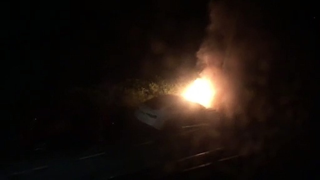 Wedding party disaster as groom's car goes up in flames