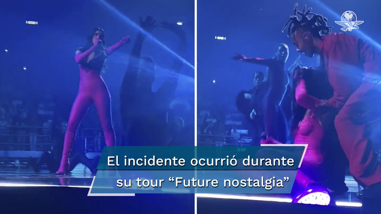 Dua Lipa cae en pleno concierto y queda al descubierto el playback
