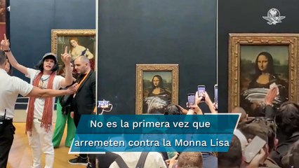 Visitante esquiva seguridad del Louvre y lanza un "pastelazo" a la Monna Lisa