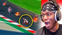 famous youtubers reacting to the  LUCKIEST MOMENTS IN SPORTS!