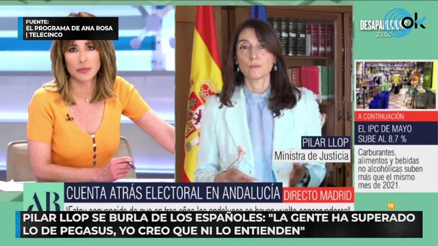 Pilar Llop se burla de los españoles: La gente ha superado lo de Pegasus, yo creo que ni lo entienden