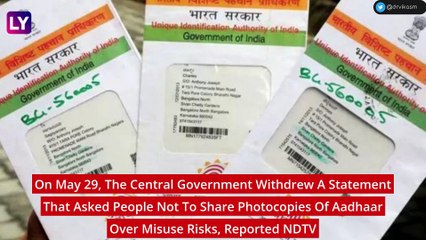 Centre Withdraws Aadhaar Authority Photocopy Misuse Warning