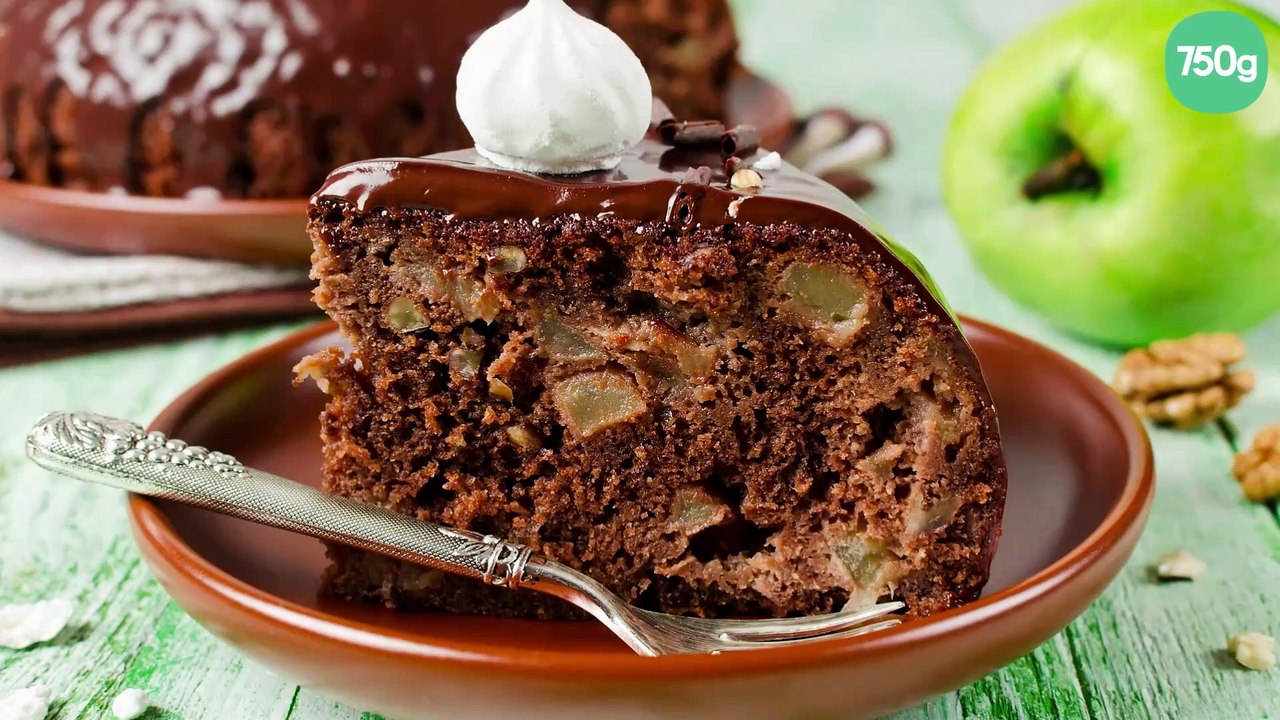 Cake chocolat, pommes & caramel