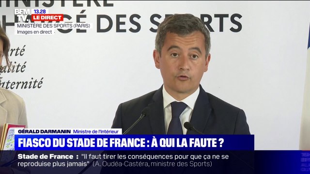 Gérald Darmanin: À 21h, 97% des supporters espagnols étaient dans leur tribune contre 50% des supporters britanniques