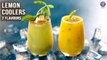 Lemon Coolers - 2 Flavours | Mint Cucumber Cooler | Basil Mango Cooler | Lemon Drinks Recipe | Ruchi