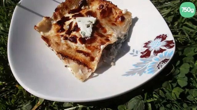 Lasagnes aux champignons de Paris et crème de roquefort