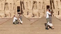 'Man proposes to the love of his life at Abu Simbel (historic site in Egypt) '