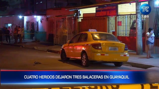 Cuatro heridos en tres balaceras en Guayaquil