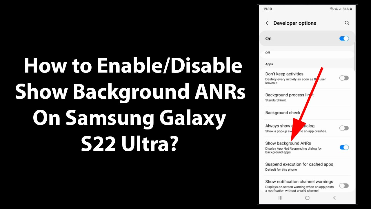 How to Enable/Disable Show Background ANRs On Samsung Galaxy S22 Ultra?