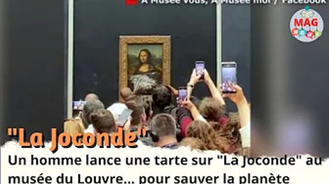 Un homme lance une tarte sur La Joconde  au musée du Louvre    pour sauver la planète