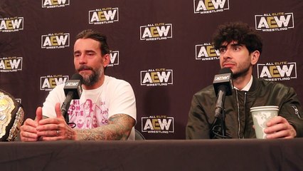 NEW AEW CHAMP CM PUNK & TONY KHAN POST AEW DOUBLE OR NOTHING 2022 MEDIA SCRUM