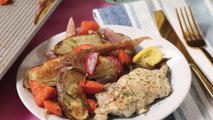 How to Make Lemon, Yogurt, and Dill Chicken Thighs with Roasted Veggies
