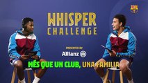 Eric García y Ansu Fati demuestran su buen rollo en el Whisper Challenge / FCB