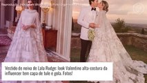 Vestido de noiva de Lala Rudge: look Valentino alta-costura da influencer tem capa de tule e gola. Fotos!