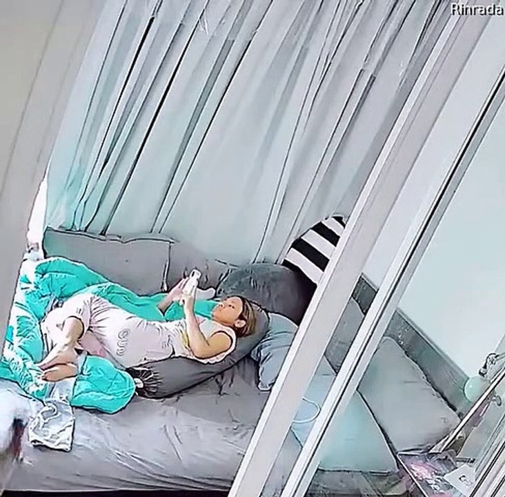 Cat Climbing Curtains Falls on Owners Face