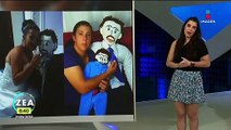 Mujer simula tener una familia con un muñeco de trapo