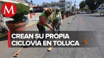 Activistas dibujan ciclovía en Toluca ante la falta de infraestructura