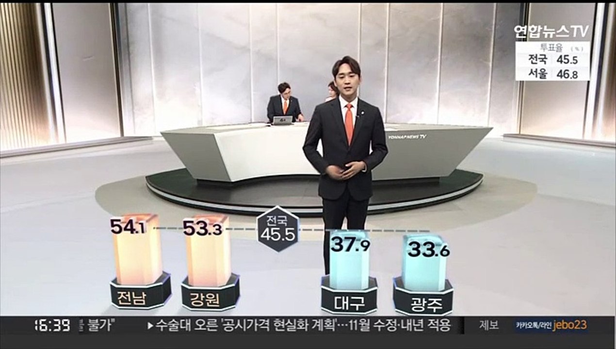 [이시각 전국 투표율] 오후 4시 기준 45.5%