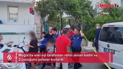 Eski eşi ve çocuklarını bıçakla rehin aldı
