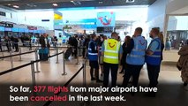 Police called in after hundreds of flights get cancelled