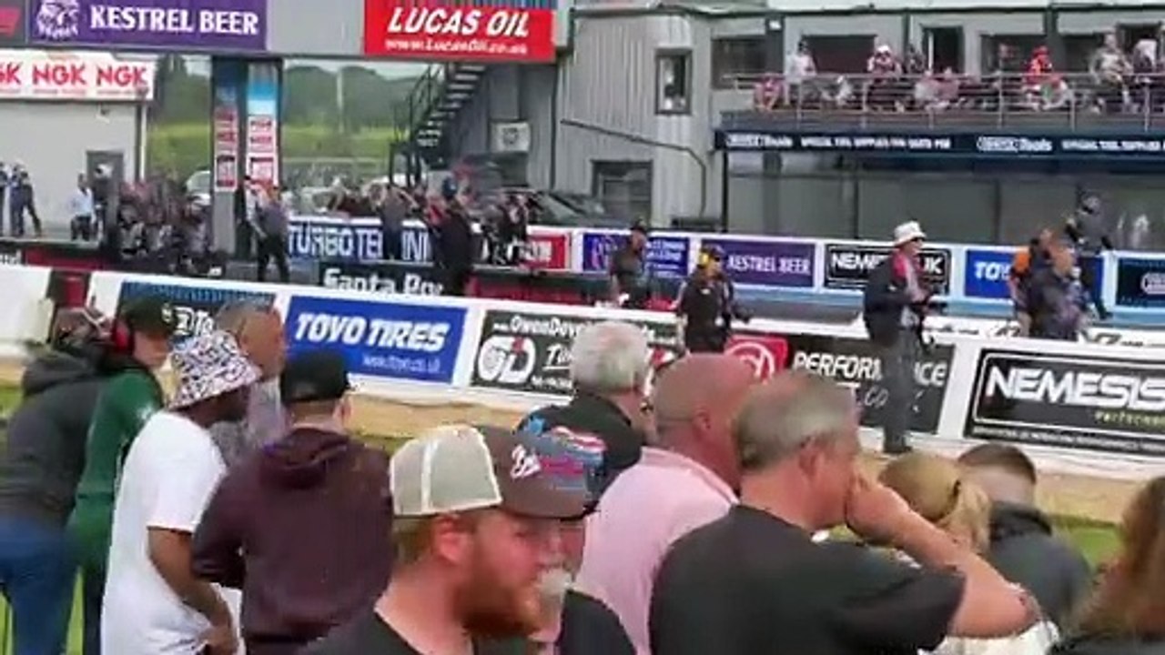 Moment drag racer's car crashes and erupts into flames in front of horrified crowds