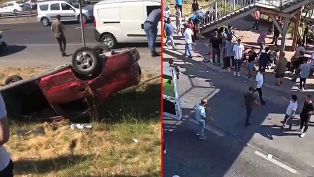 Büyükçekmece'de takla atan bir otomobil otobüs durağına daldı: 1 kişi öldü, 10 kişi yaralandı