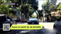 Policía enfrenta a delincuente, recibe disparo y placa lo salva