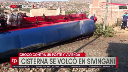 Video: Camión cisterna sufre vuelca y termina impactando contra una casa