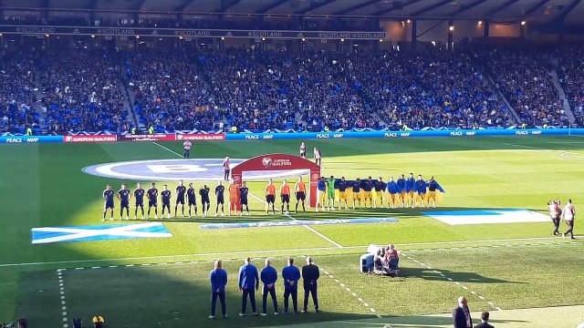 Ukraine national anthem before Scotland V Ukraine World Cup qualifier