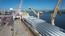 Dulacca wind farm blades being unloaded. Source: CleanCo Queensland
