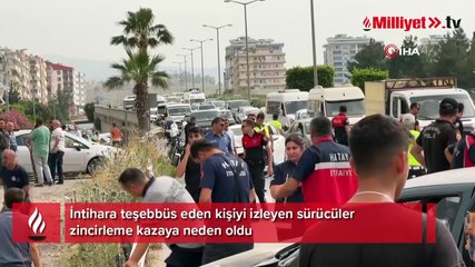 İntihar girişimini izlerken 5 araç kaza yaptı