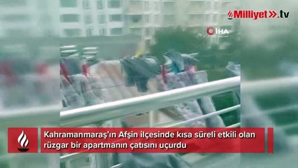Şiddetli rüzgar çatıyı böyle uçurdu