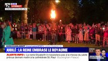 Des dizaines de personnes rassemblées dans ce parc londonien autour du flambeau allumé pour le jubilé d'Elizabeth II