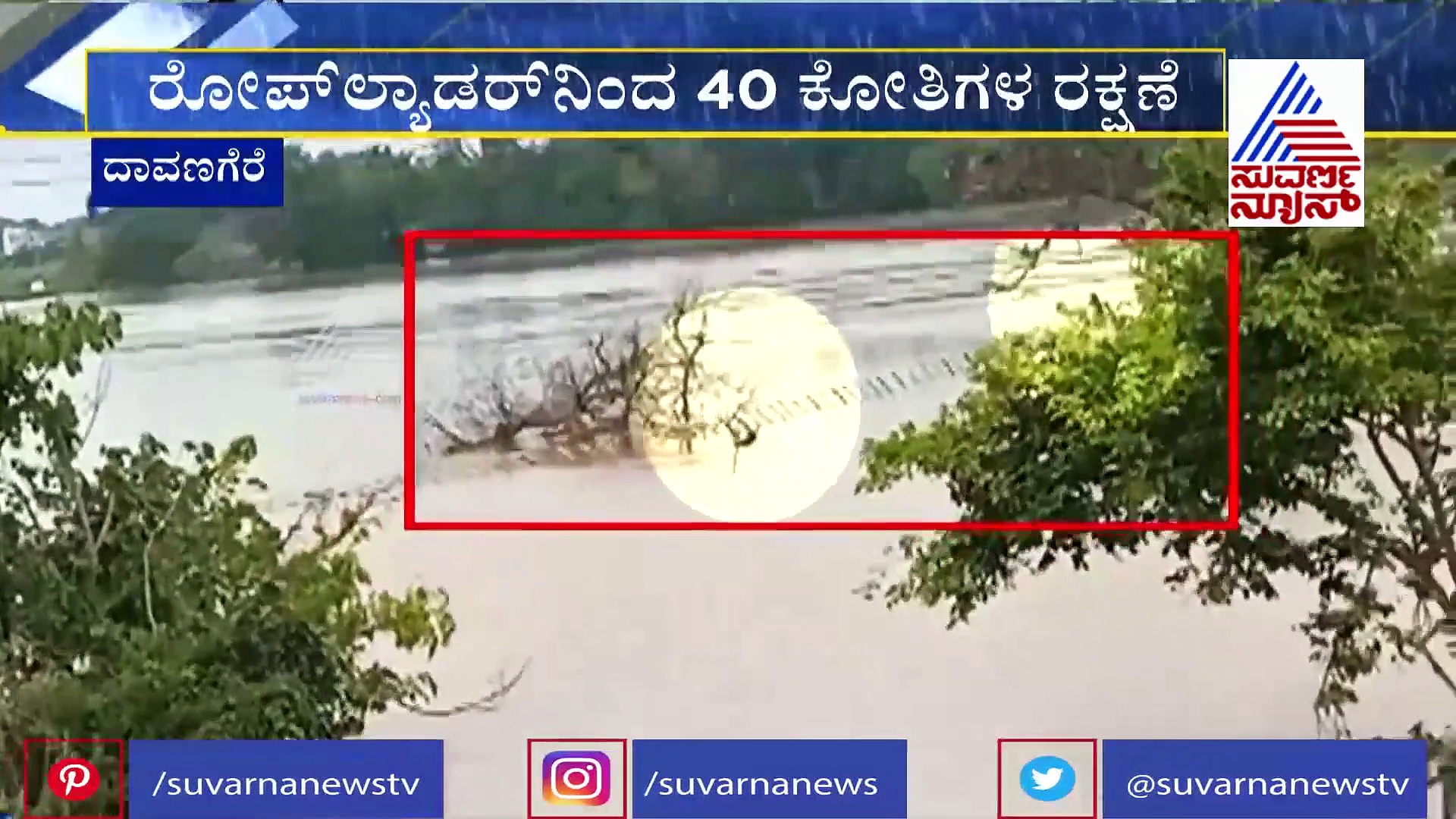 ಅಗ್ನಿಶಾಮಕ ಸಿಬ್ಬಂದಿಯಿಂದ ಪ್ರವಾಹದಲ್ಲಿ ಸಿಲುಕಿದ್ದ 40 ಕೋತಿಗಳ ರಕ್ಷಣೆ