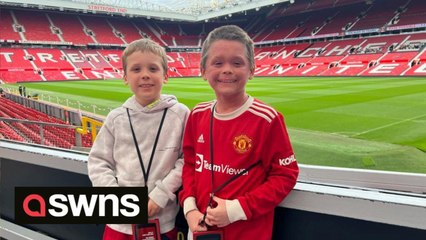 Boy with skin condition attends his first football match after water therapy helped relieve him pain