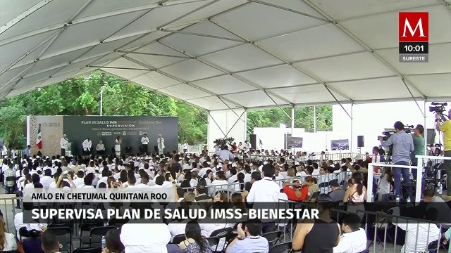 Tras cuatro meses de su lanzamiento, AMLO supervisa el plan de salud IMSS-Bienestar en Quintana Roo