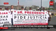 Habitantes de Jalisco protestan en el Zócalo de la CdMx por despojo de tierra