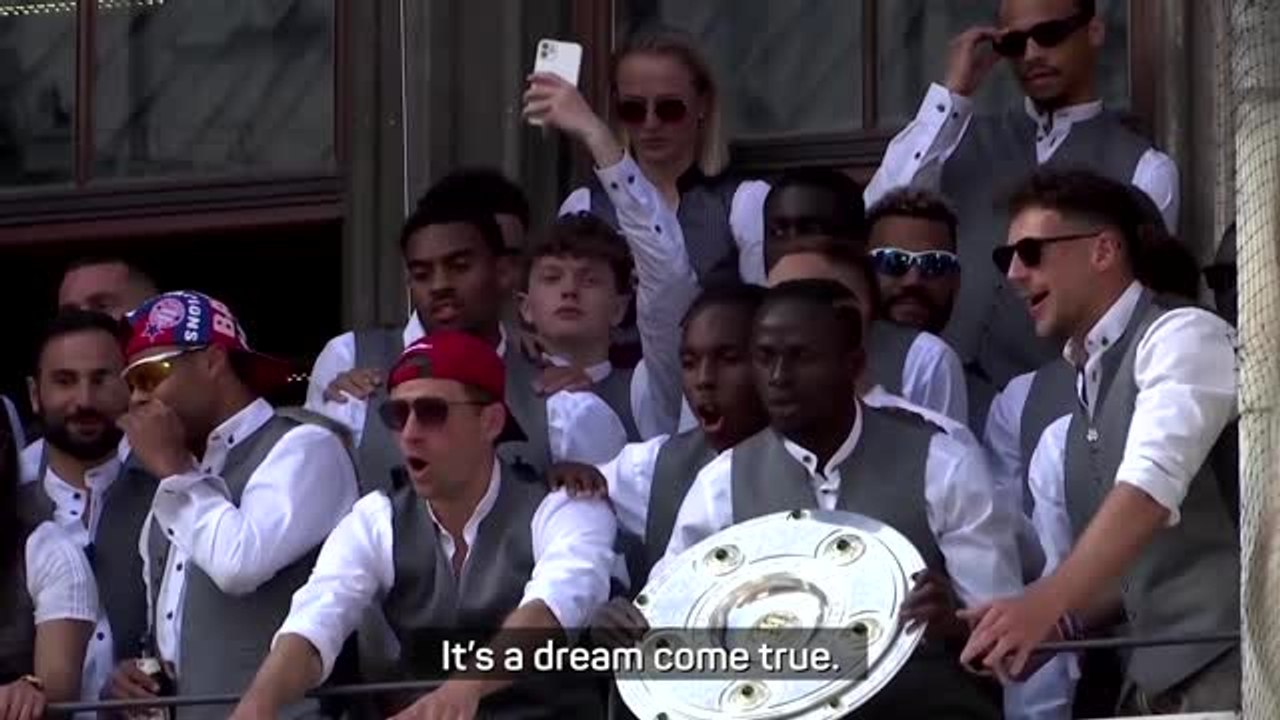 Bayern Munich celebrate winning Bundesliga and...