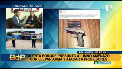 ¡Alerta en Bellavista! Presunto alumno amenaza con llevar armas de fuego a institución educativa