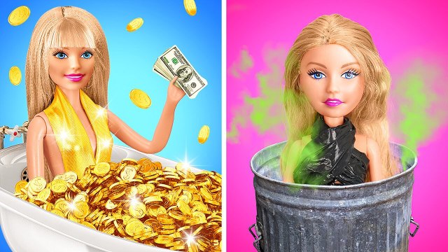 Rich Vs Poor Total Dolls Makeover || Dreams Come True Tiny Crafts Vs Expensive Gadgets By 123 Go!