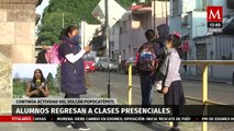 Alumnos regresan a clases presenciales en Puebla