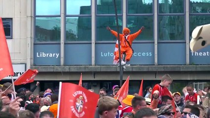 Luton Town celebrate promotion with their fans
