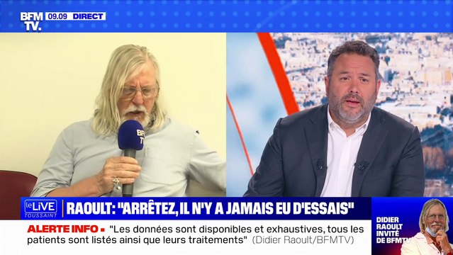 La grosse colère du Pr Didier Raoult ce matin sur BFM face à Bruce Toussaint: Maintenant, ça suffit ! Je vous dis que je ne réponds pas à ceux qui m'insultent ! On va arrêter là - Regardez