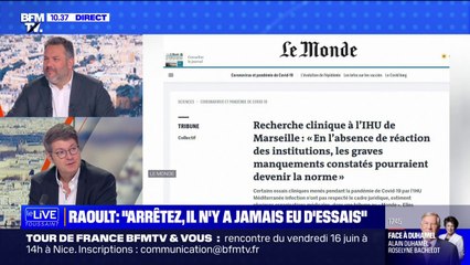 "J'ai eu l'impression de voir un écran de fumée (...), ce n'est pas de la science, c'est de la communication": le professeur Mathieu Molimard à propos de Didier Raoult