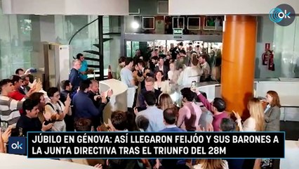 Júbilo en Génova: así llegaron Feijóo y sus barones a la Junta Directiva tras el triunfo del 28M
