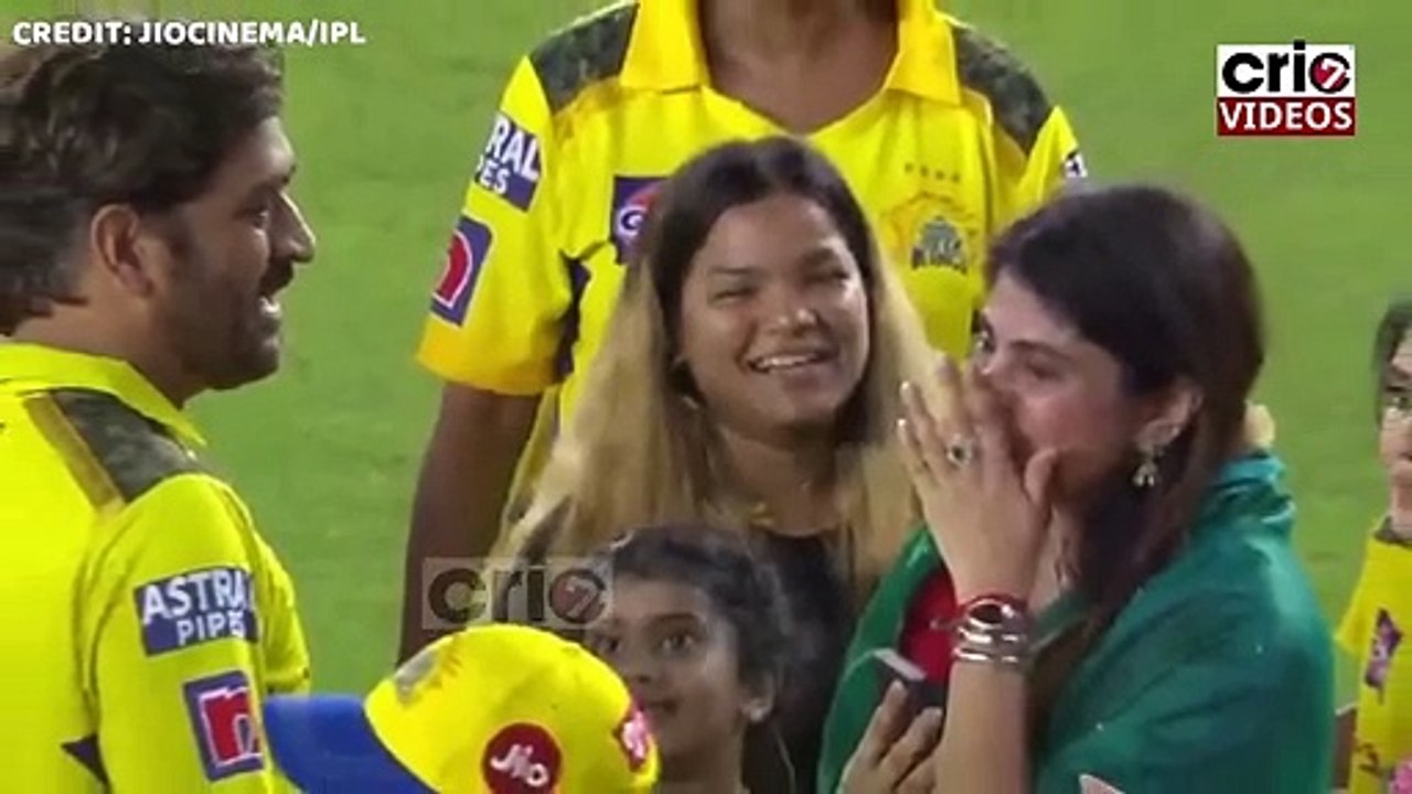 MS Dhoni heart winning gesture for crying Jadeja_s Wife Rivaba after CSK won IPL 2023 Final